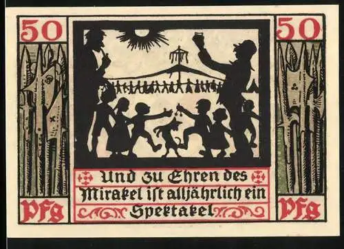 Notgeld Naumburg a. Saale 1920, 50 Pfennig, Spektakel zu Ehren des Mirakel