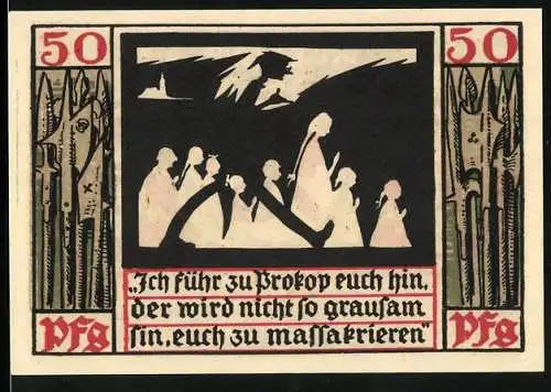 Notgeld Naumburg a. Saale 1920, 50 Pfennig, Lehrer kümmert sich um die Kinder