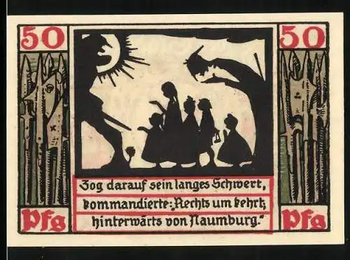 Notgeld Naumburg a. Saale 1920, 50 Pfennig, Kinder folgen einem Riesen, Wappen