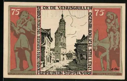 Notgeld Braunschweig 1921, 75 Pfennig, Kirche am Wollmarkt