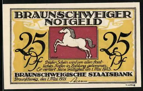 Notgeld Braunschweig 1921, 25 Pfennig, Blankenburg a. Harz, Schloss