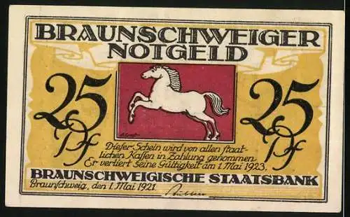 Notgeld Braunschweig 1921, 25 Pfennig, Blankenburg a. Harz, Schloss