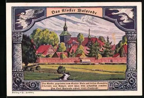 Notgeld Walsrode /Lüneburger Heide 1922, 1 Mark, Erholungsheim und Kloster, Vögel im Flug, Wappen