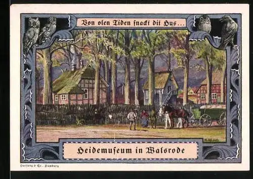 Notgeld Walsrode /Lüneburger Heide 1922, 1 Mark, Erholungsheim und Heidemuseum, Eulen und Rabe, Wappen