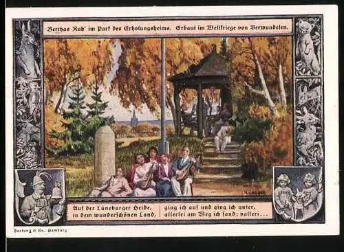 Notgeld Walsrode /Lüneburger Heide 1922, 1 Mark, Erholungsheim und Berthas Ruh im Park, Tiere und Figuren, Wappen