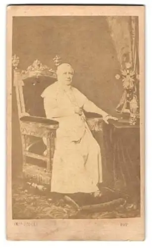 Fotografie Fr. Sidoli, Roma, Portrait Papst Pius IX auf dem heiligen Stuhl