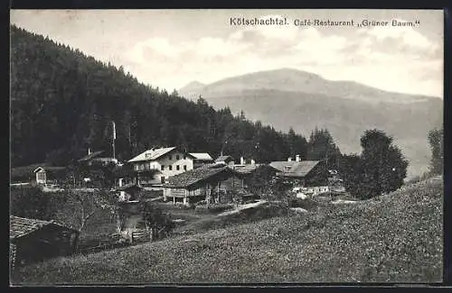 AK Kötschach, Ortsansicht mit Cafe-Restaurant Grüner Baum