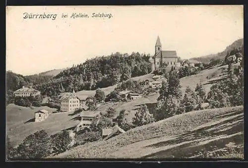 AK Dürrnberg bei Hallein, Panorama mit Kirche