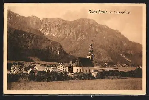 AK Gross-Gmain, Ortsansicht und Lattengebirge