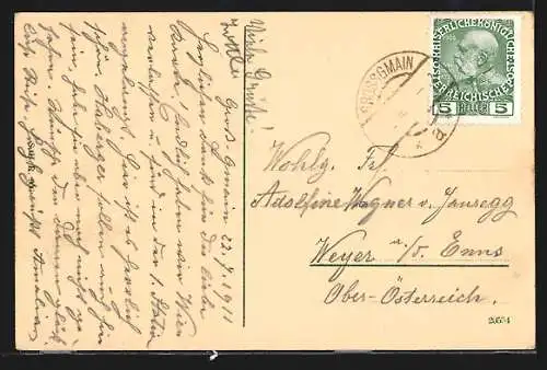 AK Gross-Gmain, Ortsansicht und Lattengebirge