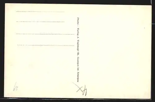 AK Weissenbach, Ortsansicht mit Attersee