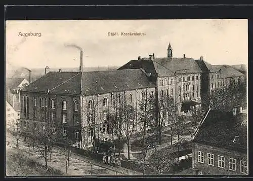 AK Augsburg, Blick auf das Städt. Krankenhaus