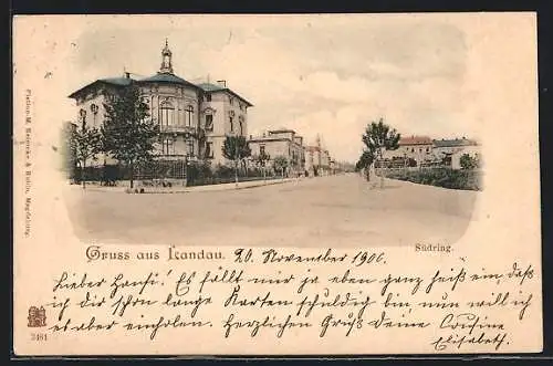 AK Landau / Pfalz, Südring mit Strassenansicht