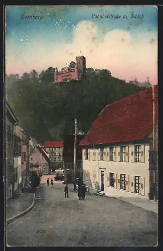 AK AK Hornberg / Schwarzwald, Freibad, Bahnhofstrasse mit Schloss