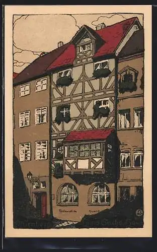 Steindruck-AK Nürnberg, Hans Sachs-Haus, Aussenansicht