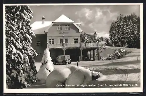 AK Windgfällweiher /bad. Schwarzwald, Café und Pension im Schnee