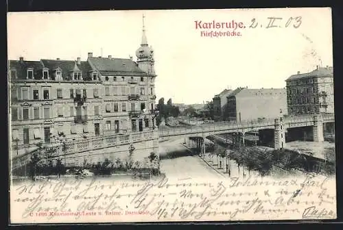 AK Karlsruhe, Blick auf die Hirschbrücke