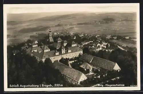 AK Augustusburg, Fliegeraufnahme des Schlosses Augustusburg