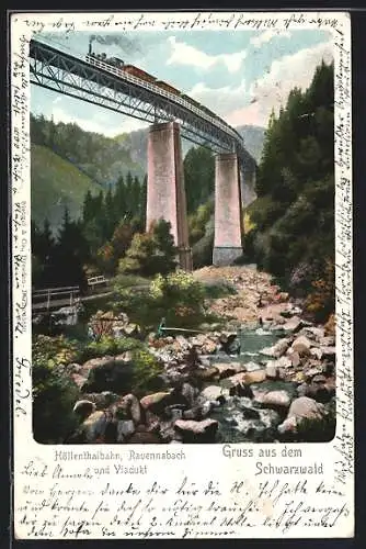 AK Höllsteig /Schwarzwald, Höllenthalbahn, Ravennabach, Viadukt