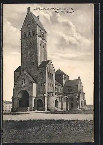 AK Singen a. H., Die Herz-Jesu-Kirche