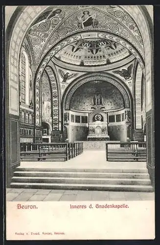 AK Beuron, Inneres der Gnadenkapelle mit Altar