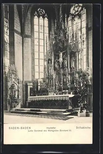 AK Baden-Baden, Hochaltar in der Stiftskirche