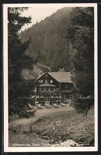 AK Tabarz, Gasthaus Massemühle mit Terrasse