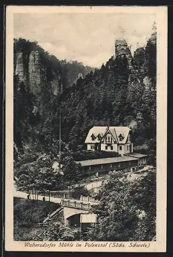 AK Waltersdorfer Mühle /Polenztal, Blick auf Anwesen