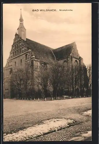 AK Bad Wilsnack, Nicolaikirche mit Bäumen