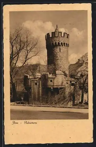 AK Jena, Pulverturm mit Strasse