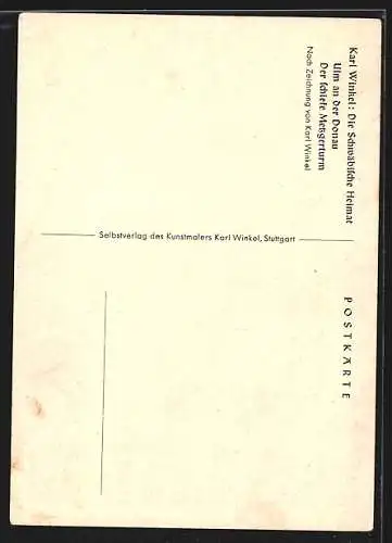 Künstler-AK Ulm an der Donau, Der schiefe Metzgerturm