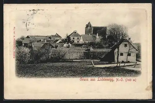 AK Lichtenegg, Ortsansicht mit Kirche