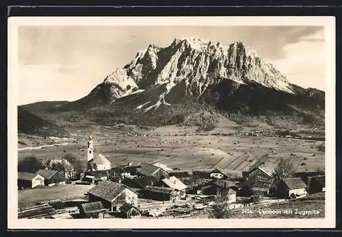 AK Lermoos, Ortsansicht mit Zugspitze