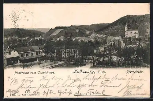 AK Wien-Kalksburg, Panorama vom Convict aus gesehen, Pfarrkirche