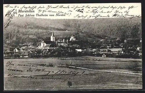 AK Murstetten, Ortsansicht mit Kirche von Norden