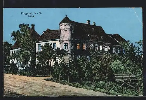 Künstler-AK Eugen Felle: Purgstall, Blick zum Schloss