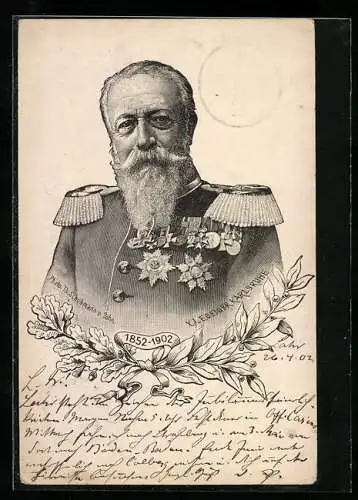 AK Friedrich Grossherzog von Baden in Uniform mit Orden und Epauletten, 50-jähriges Regierungsjubiläum