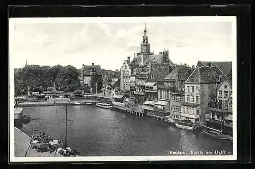 AK Emden / Ostfr., Delftpartie mit Konditorei
