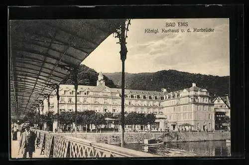 AK Bad Ems, Königliches Kurhaus von der Kurbrücke