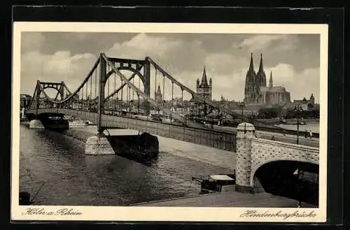 AK Köln a. Rhein, Dom und Hindenburgbrücke