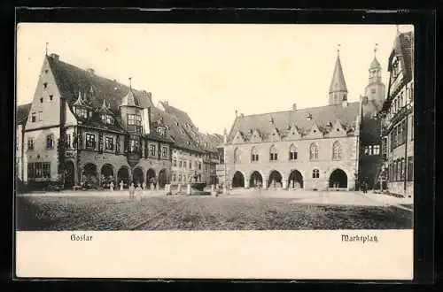 AK Goslar, Marktplatz mit Hotel Kaiser-Worth