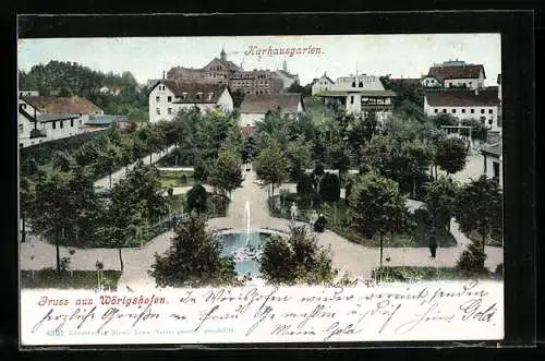 AK Wörishofen, Kurhausgarten mit Springbrunnen