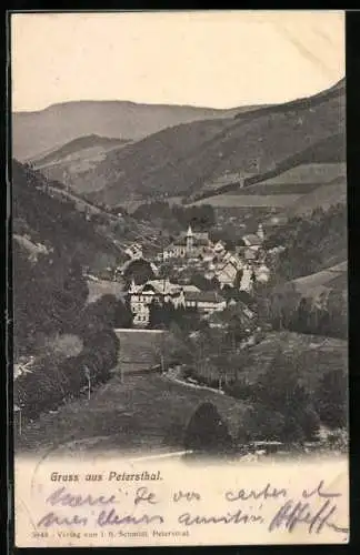 AK Petersthal / Schwarzwald, Teilansicht mit Kirche