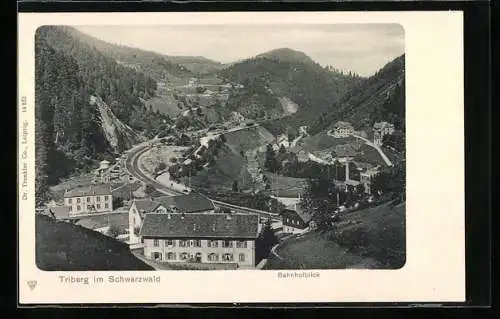 AK Triberg, Bahnhofblick vom Berg aus