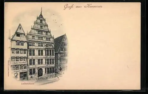 AK Hannover, Leibnitzhaus mit Gasthof E. Bode