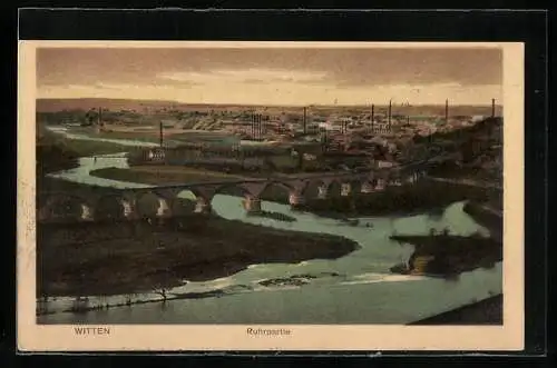 AK Witten, Ruhrpartie mit Viadukt