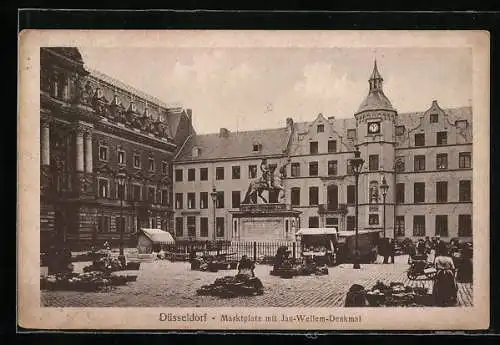 AK Düsseldorf, Marktplatz mit Jan-Wellem-Denkmal