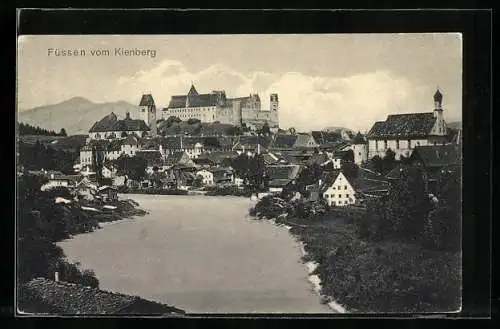 AK Füssen, Gesamtansicht mit Burg