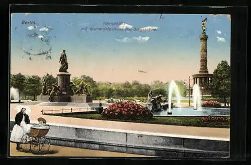 AK Berlin-Tiergarten, Königsplatz mit Bismarckdenkmal und Siegessäule