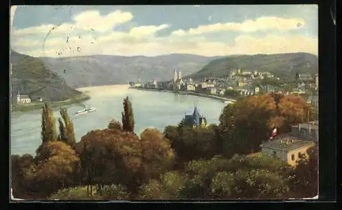 Künstler-AK H. Hoffmann: Boppard a. Rhein, Ortsansicht